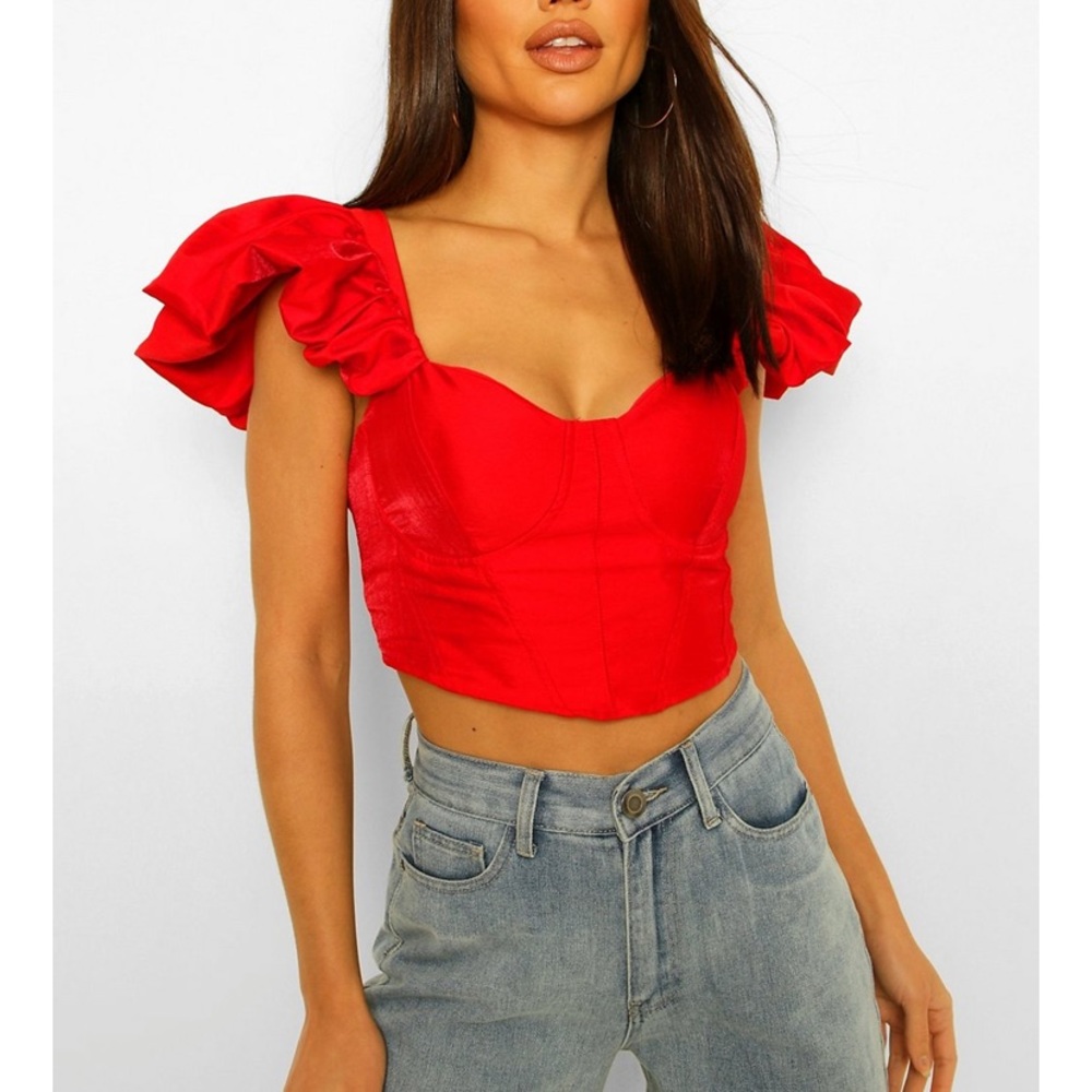 Red corset crop top